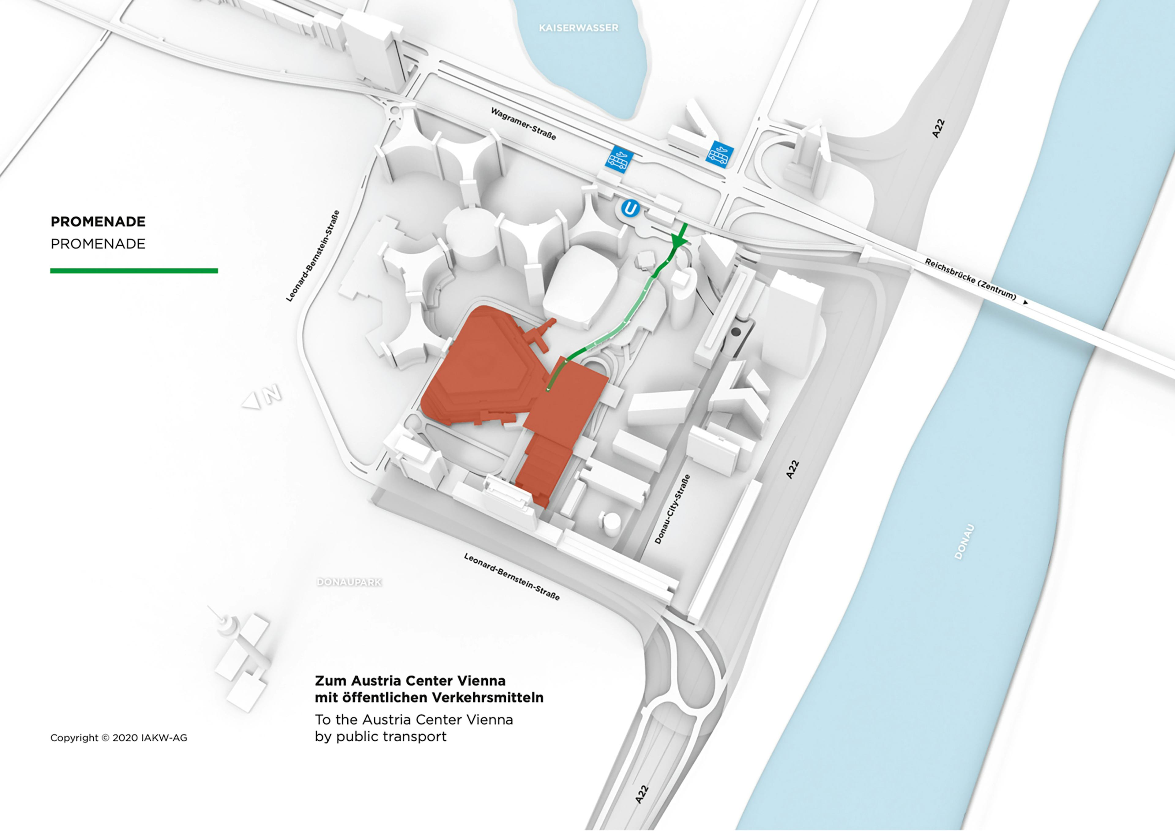 Plan: Öffentliche Anreise zum Austria Center Vienna