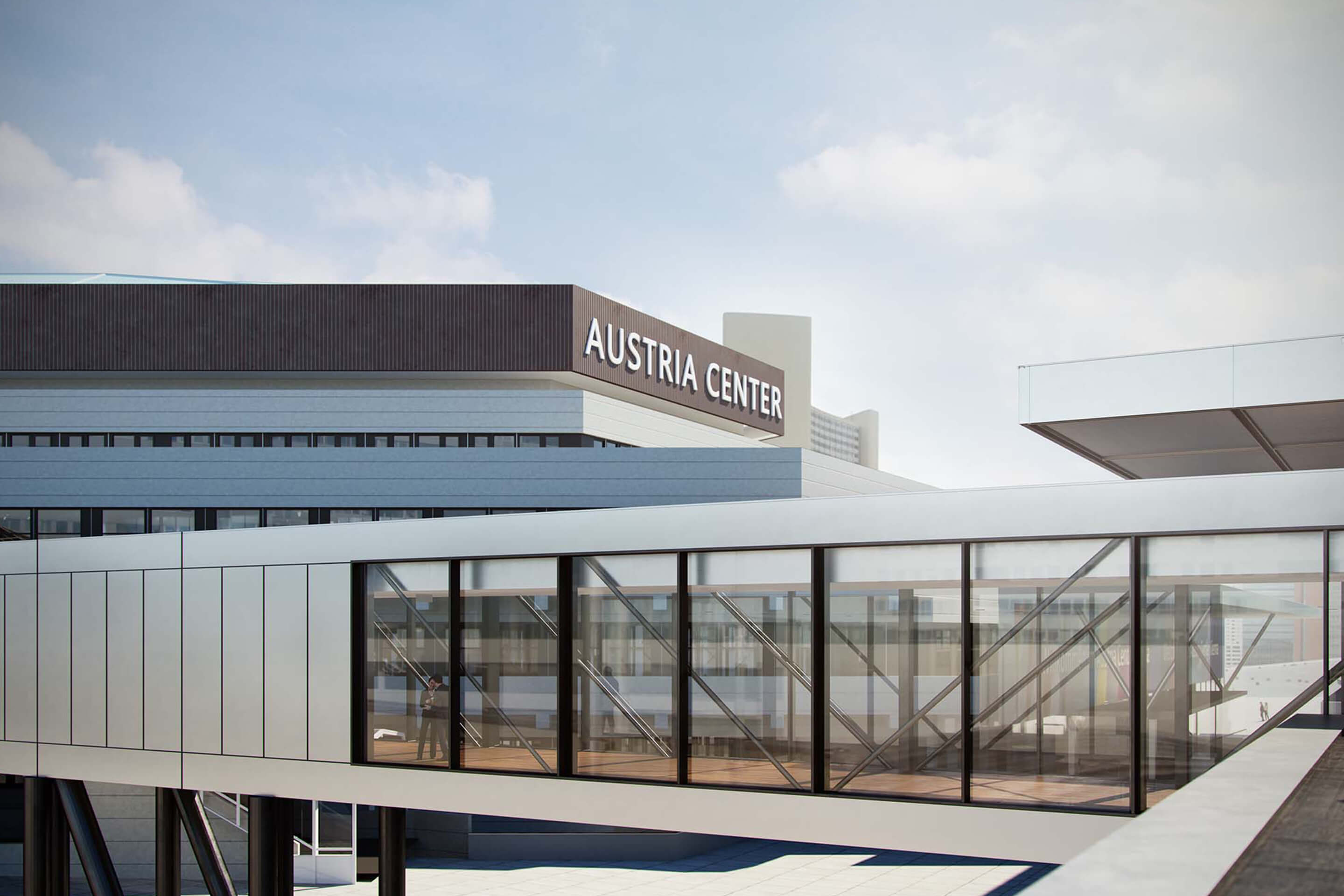 Rendering Panoramawalk Außenansicht des Austria Center Vienna