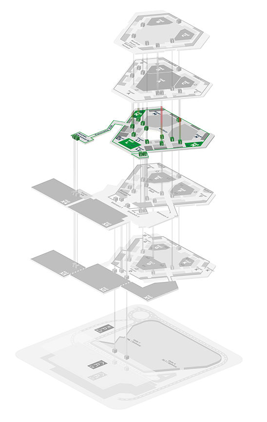 Ebenenplan Austria Center Vienna Explosionszeichnung Ebene 1